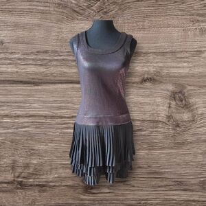 Dex Metallic Purple Layered Midi Dress